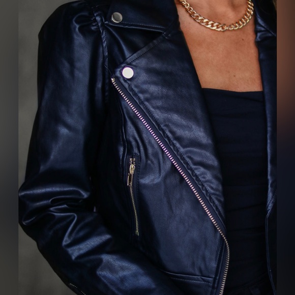 Risky Behavior Faux Leather Crop Biker Jacket - Black - VICI Strut & Bolt XS - Picture 2 of 10